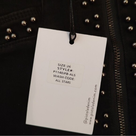 NEW Pistola beaded frayed denim mini skirt black 26 2 NWT - Picture 8 of 12